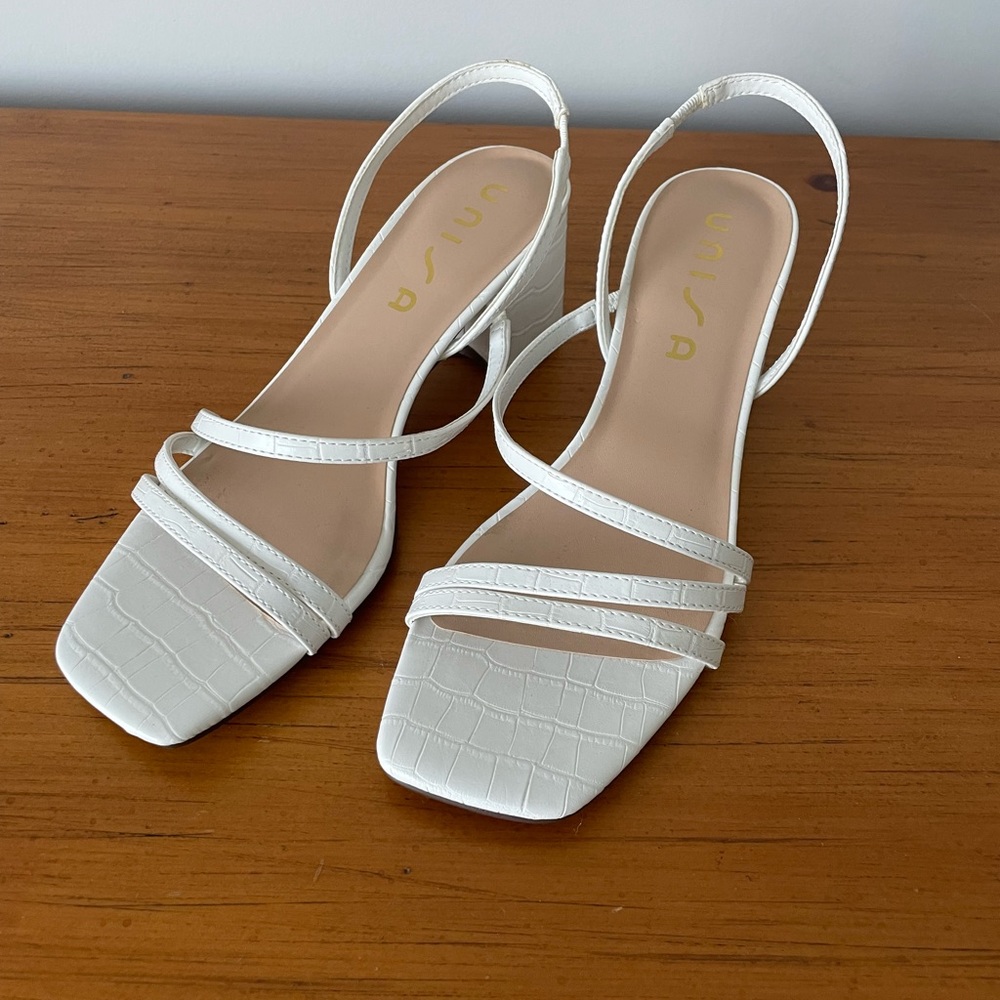 White kitten heels